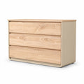 Wooden three-drawer dresser for bedroom storage in light oak finish size 80 x 40 x 70cm