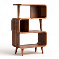Wooden bookshelf with open storage design natural finish 80 x 40 x 120cm