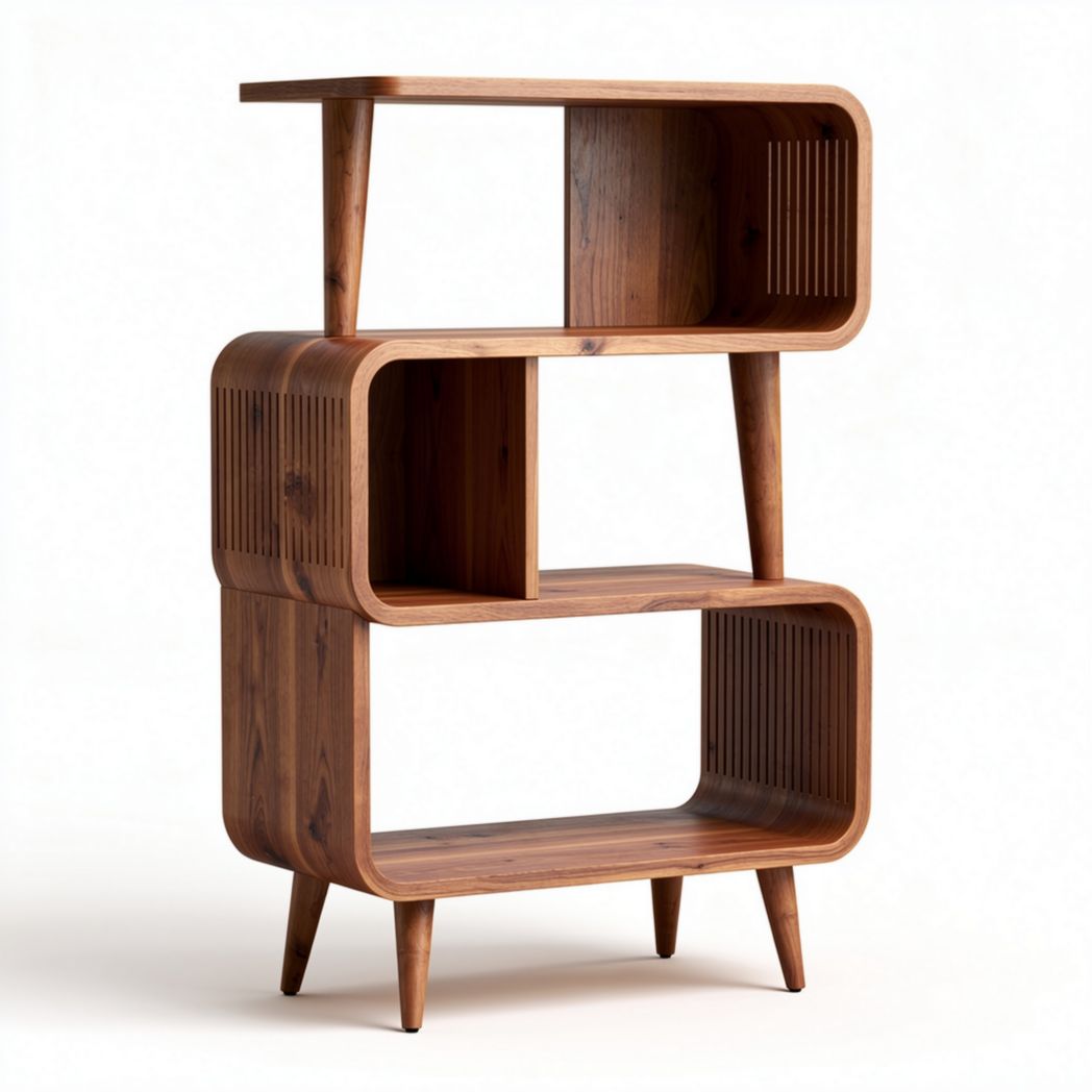 Wooden bookshelf with open storage design natural finish 80 x 40 x 120cm