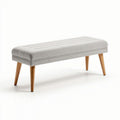 Upholstered bench with wooden legs in light gray 120 x 40 x 45cm