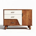 Wooden sideboard cabinet with two drawers and one door in natural finish 60 x 40 x 45cm