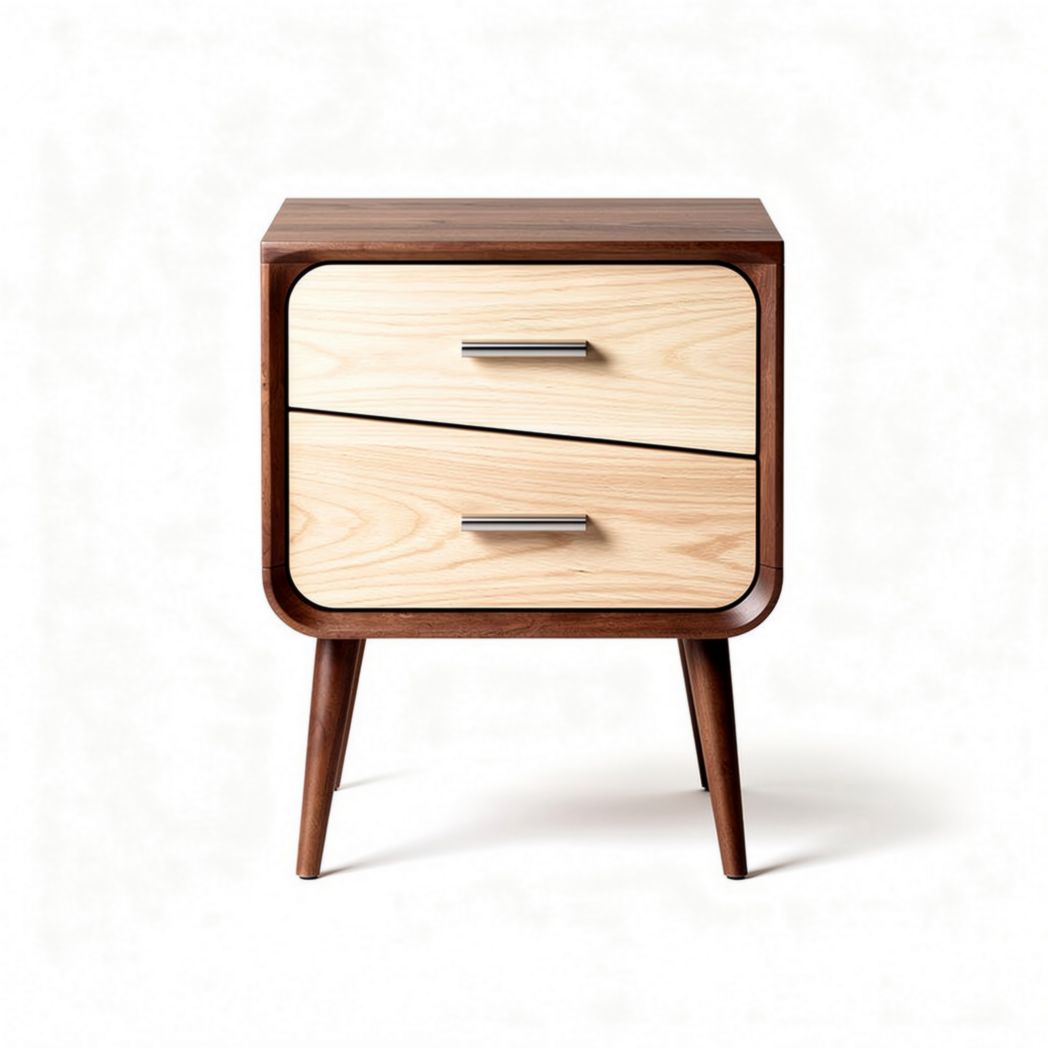 Wooden nightstand with two drawers suitable for bedroom storage 40 x 40 x 50cm