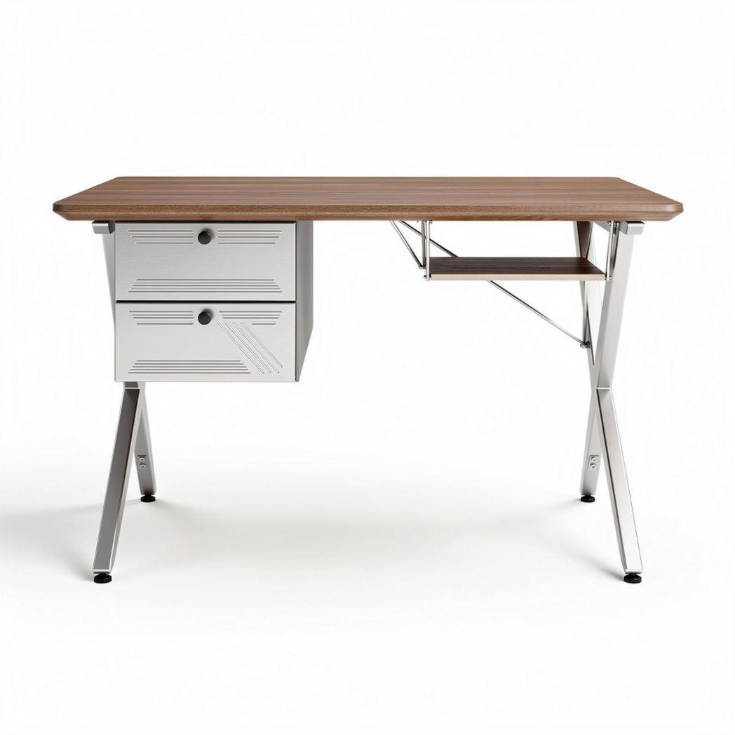 Modern study desk with two drawers and metal legs 120 x 60 x 75cm