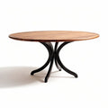Round walnut dining table with black metal base 120 x 120 x 75cm