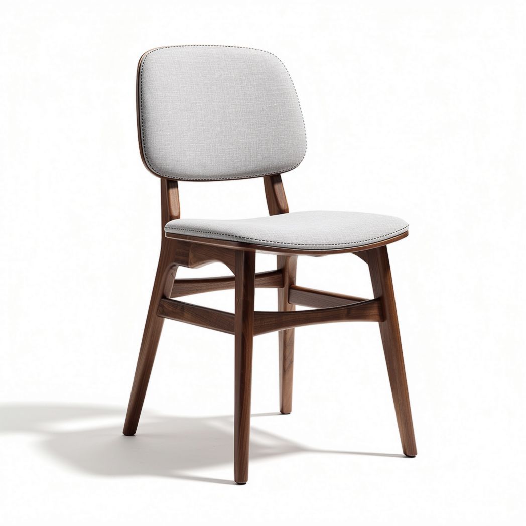 Upholstered dining chair in gray fabric with wooden legs 45 x 45 x 85cm