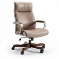 Leather office chair with adjustable height and wooden base 60 x 60 x 100cm