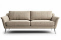 Fabric sofa with streamlined design and metal legs in beige color 200 x 90 x 80cm